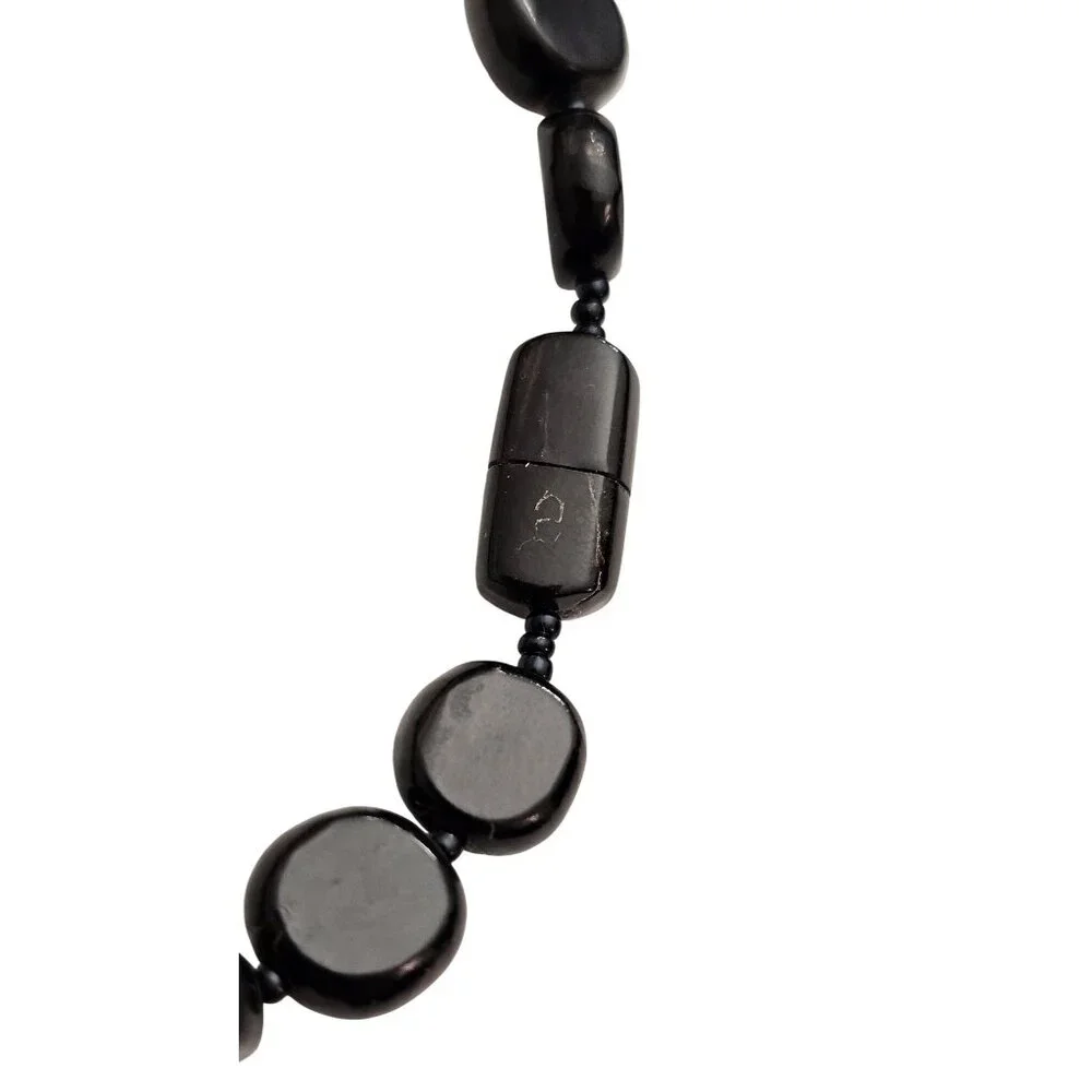 Black Coral Gold Filled Bead Necklace Graduated Strand Screw Barrel Clasp J460 - Picture 7 of 12